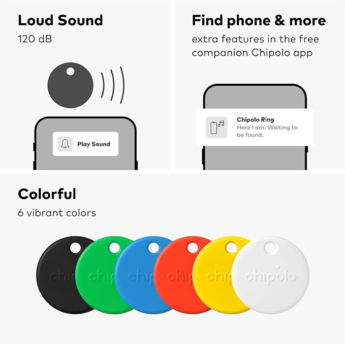 Chipolo POP 4 Pack - Tracking tag compatible with the Apple Find My or Google's Find My Device (Black)