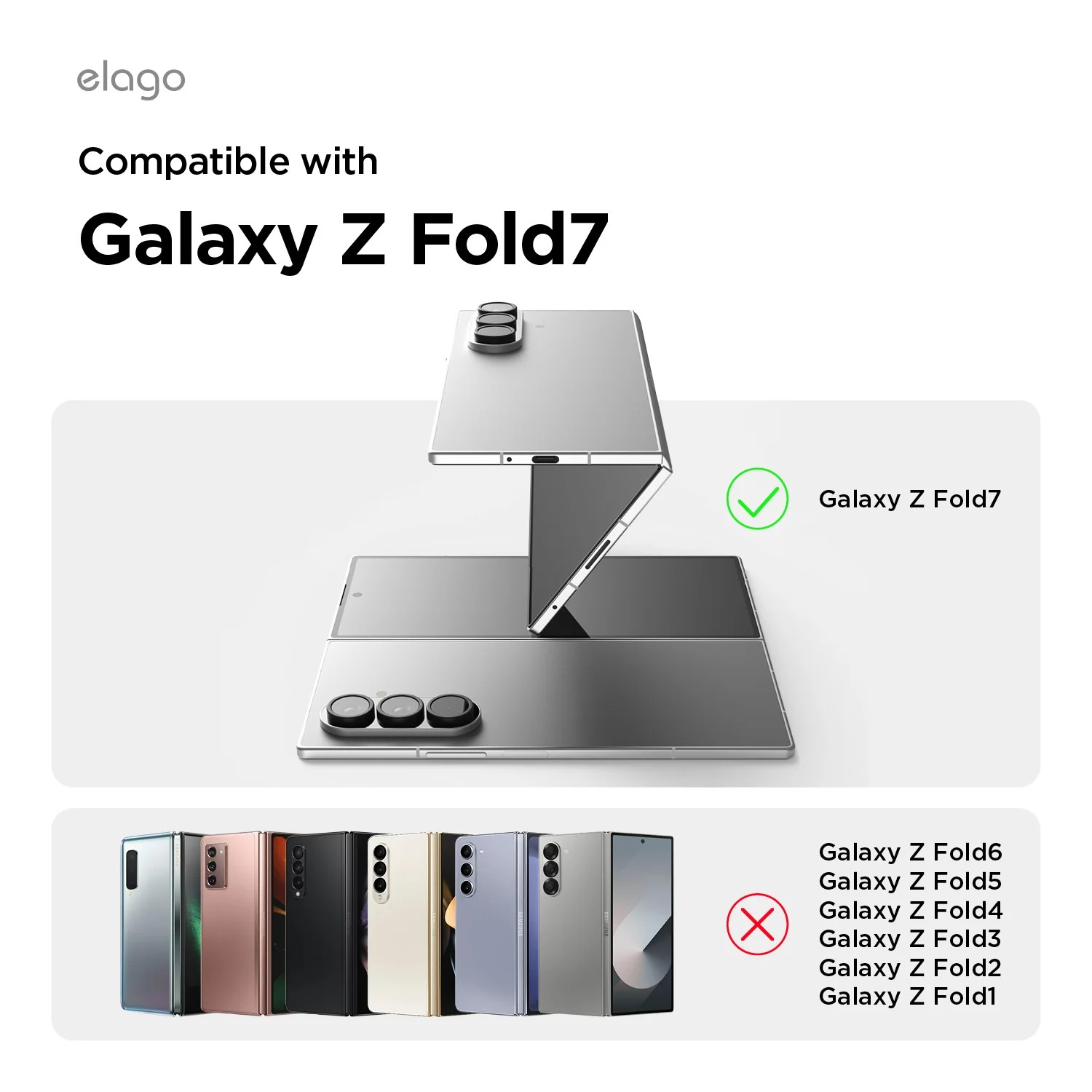 Elago Samsung Galaxy Z Fold 7 Tempered Glass Screen Protector
