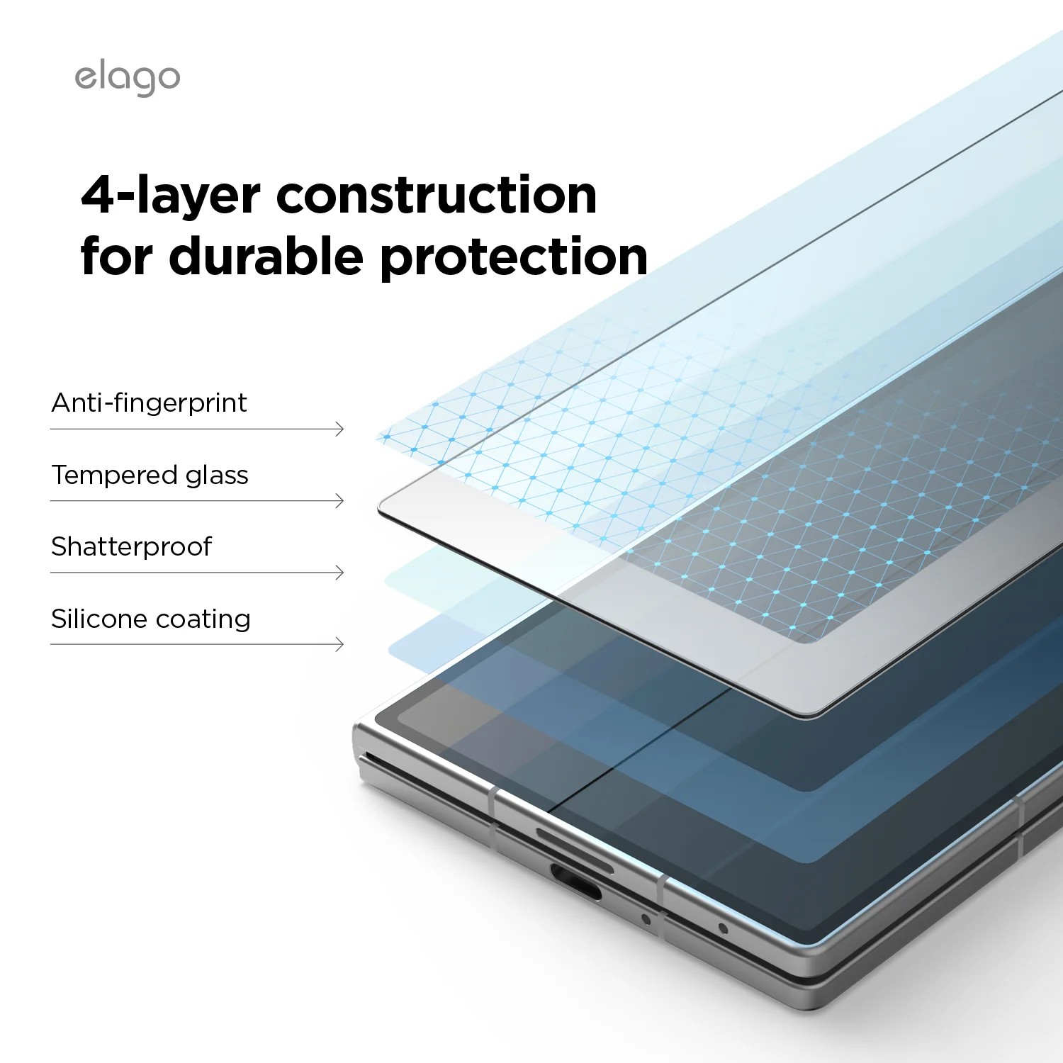 Elago Samsung Galaxy Z Fold 7 Tempered Glass Screen Protector