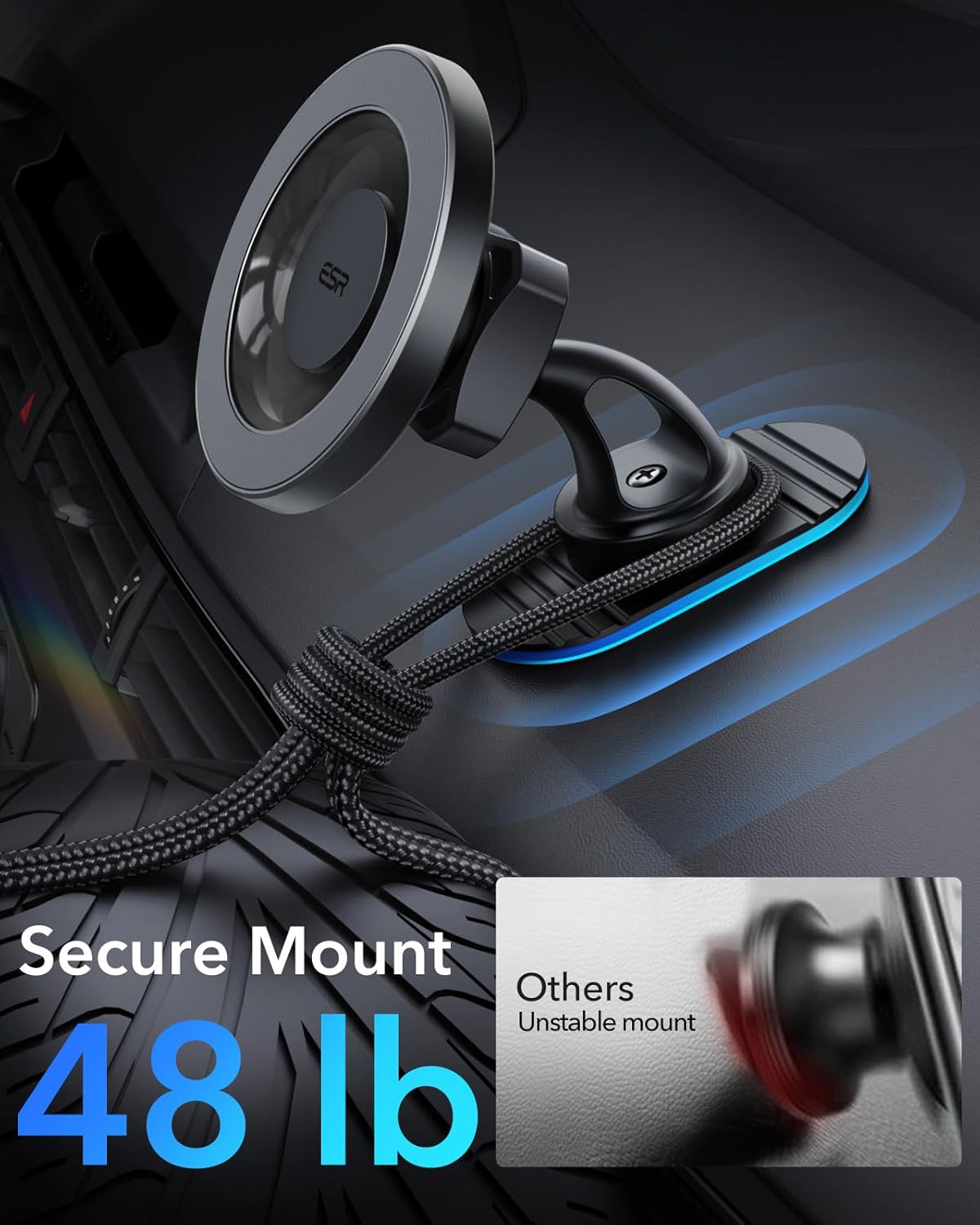 ESR HaloLock Magnetic Car Vent/Dashboard Phone Mount