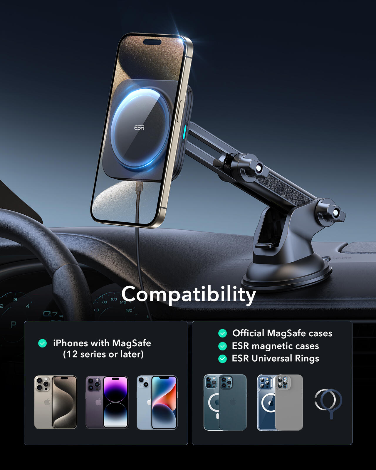 ESR Dashboard Wireless Charger Qi2 