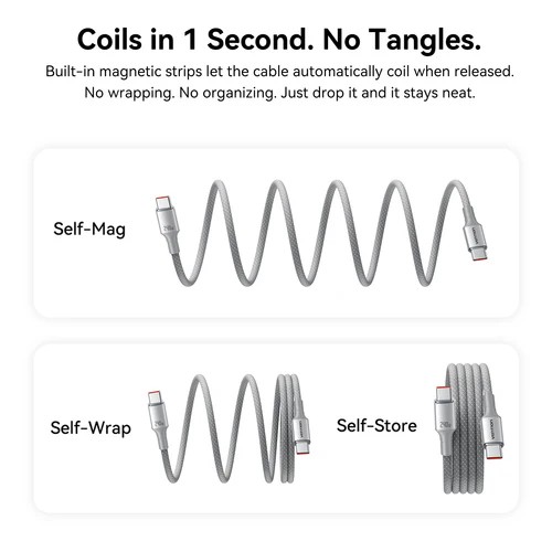 Vention USB 2.0 C Male to C Male 5A Magnetic Cable 1M Aluminum Alloy Type
