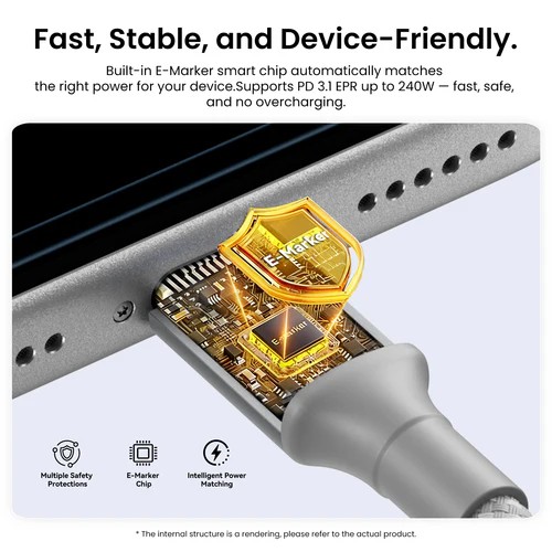 Vention USB 2.0 C Male to C Male 5A Magnetic Cable 1M Aluminum Alloy Type