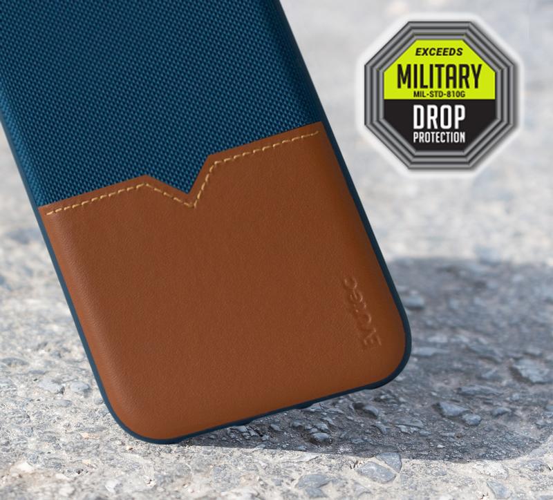 Evutec iPhone XR case Northill - Blue/Saddle with AFIX+ Vent Mount