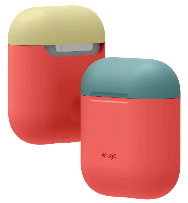 Elago AirPods Duo Case / Body-Italian Rose / Top-Coral Blue, Yellow