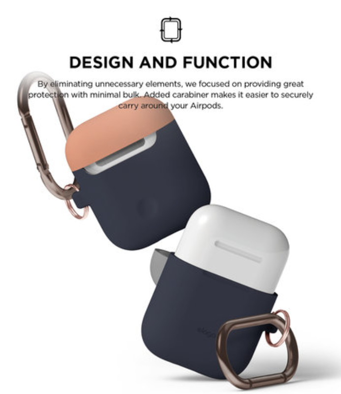 Elago AirPods Duo Hang Case/ Jean indigo / Peach, Grey