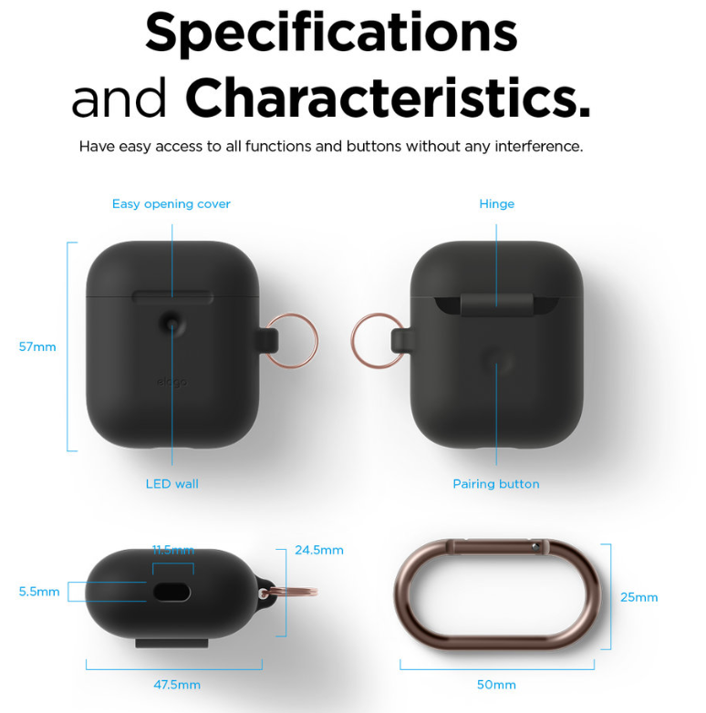 Airpods hang case / Black for Airpod2 Wireless Charging Case		 		