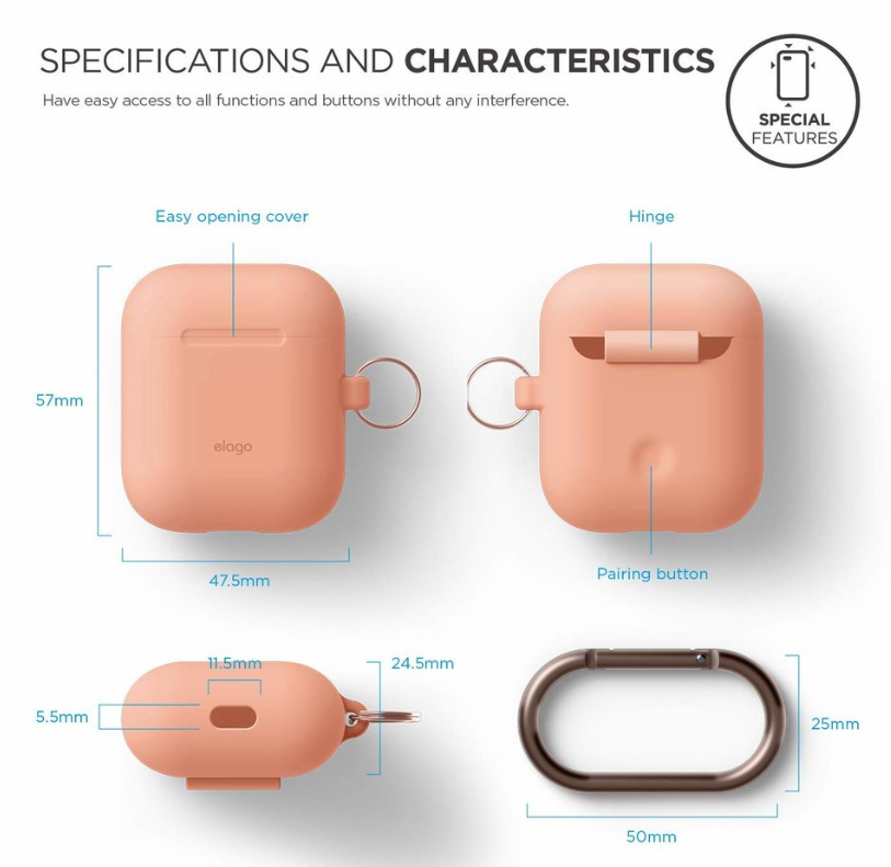 Elago Airpods hang case - Peach