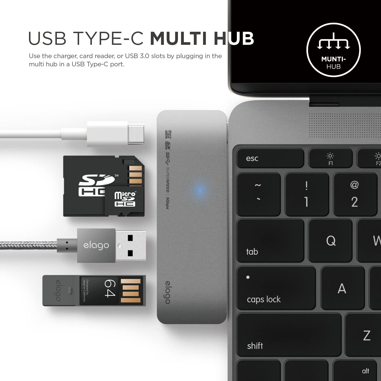 aluminum charging multi hub usb-c / Dark Grey