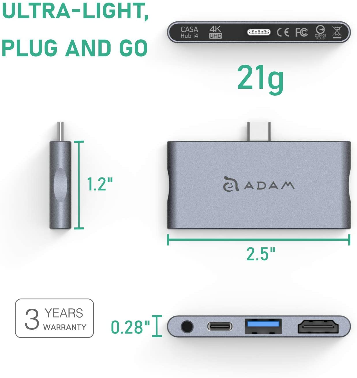 Adam Casa Hub i4 USB-C 3.1 4 in 1 Port Hub for iPad Pro