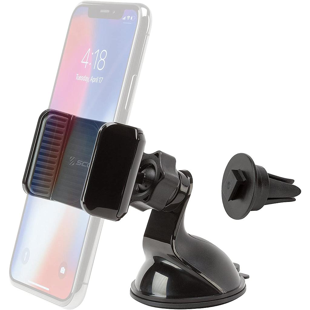 Scosche Suction Cup Mount with Vent Clips / Window Mount, Dashboard, Vent / 360 rotation for Mobile Devices 3-in-1