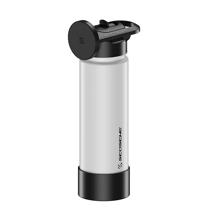 Scosche MagicMount Flask 22oz Stainless Steel Insulated Water Bottle with Magnetic Cell Phone Holder and Tripod Phone Mount Stand Compatible w/ MagSafe