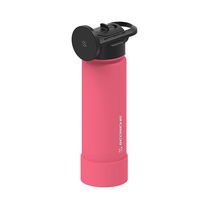 Scosche MagicMount Flask 22oz Stainless Steel Insulated Water Bottle with Magnetic Cell Phone Holder and Tripod Phone Mount Stand Compatible w/ MagSafe