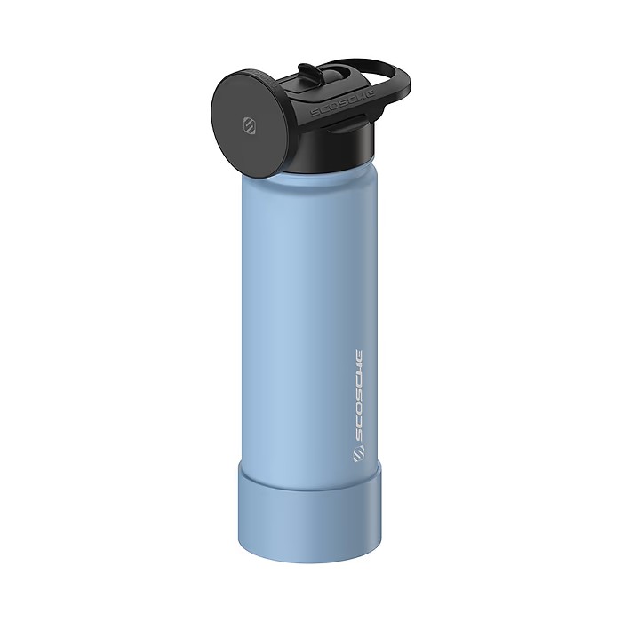 Scosche MagicMount Flask 22oz Stainless Steel Insulated Water Bottle with Magnetic Cell Phone Holder and Tripod Phone Mount Stand Compatible w/ MagSafe