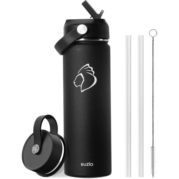 Buzio Duet Series Water Bottle with 2 Lids and Sleeve 650ML
