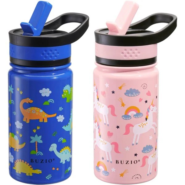 Buzio Kids Bottle with Straw Lid | 2 Pack 500ML