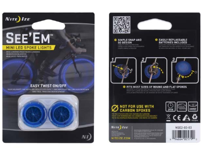 See'Em Mini LED Spoke Bike Lights - 2 Pack - Blue
