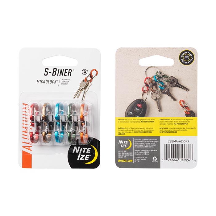 NiteIze S-Biner MicroLock Aluminum - 5 Pack - Assorted