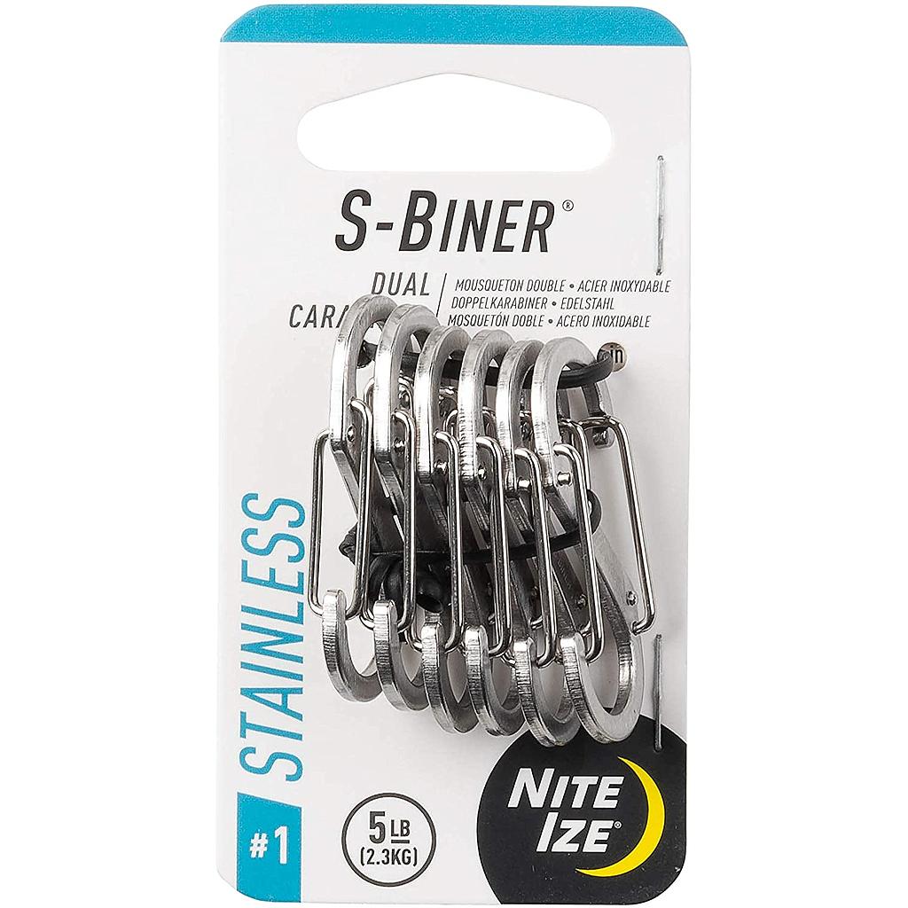 NiteIze S-Biner® Stainless Steel Dual Carabiner #1-6 Pack-Stainless