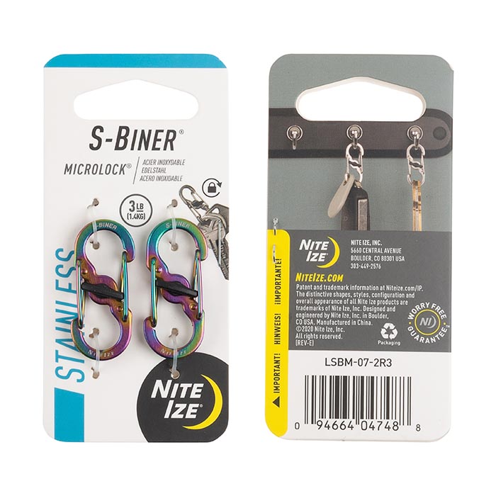 NiteIze S-Biner® MicroLock® Stainless Steel - 2 Pack - Spectrum