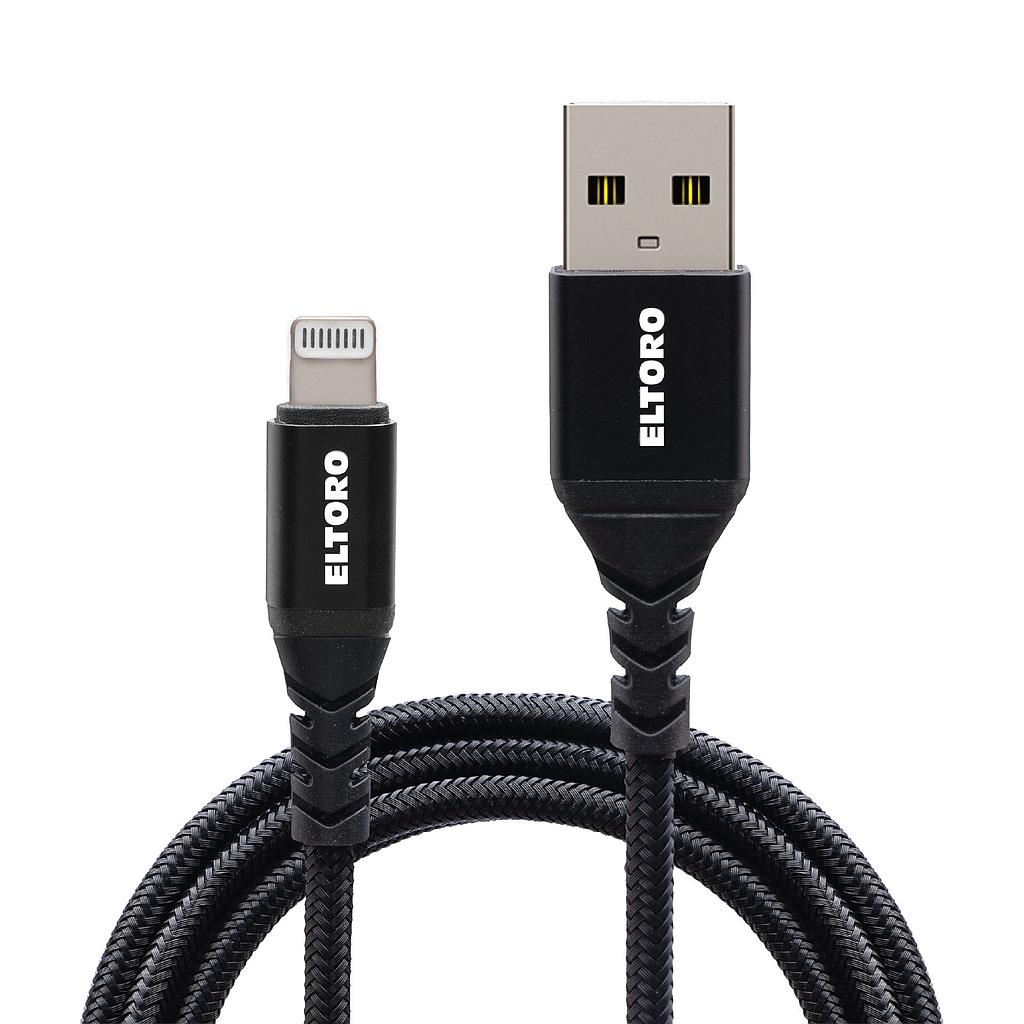 Eltoro Kevlar USB-A to Lightning Cable 1M with Nylon PP Yarn Jacket - Black