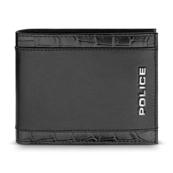 Police Avon Mens leather Wallet w/ Croc Trim Leather 11x9 cm