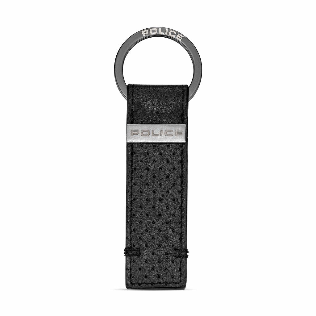 Police Orion Mens Leather Perforated Keyring