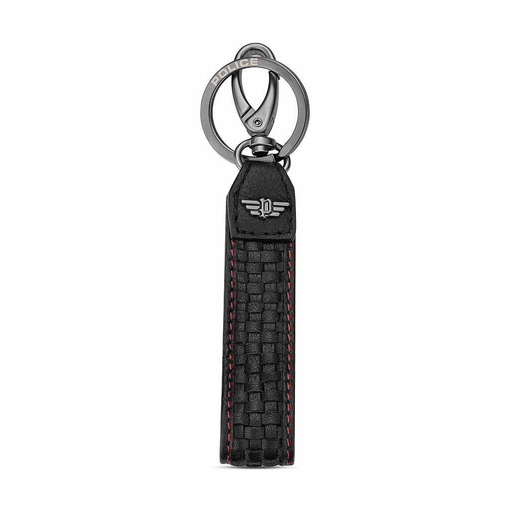 Police Cleste Mens Leather Keyring W/ Braids