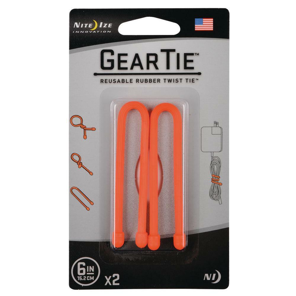 NiteIze Gear Tie® Reusable Rubber Twist Tie 6 in. - 2 Pack