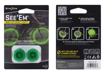See'Em Mini LED Spoke Bike Lights - 2 Pack - Green
