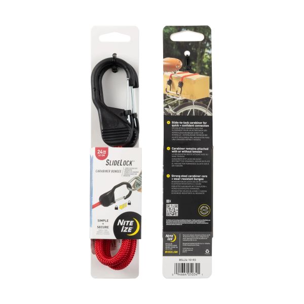 Niteize SlideLock® Carabiner Bungee - 24 in. - Red