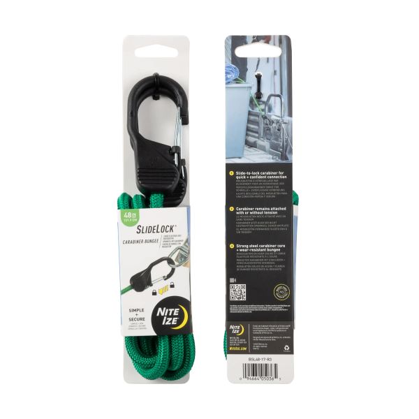 Niteize SlideLock® Carabiner Bungee - 48 in. - Green