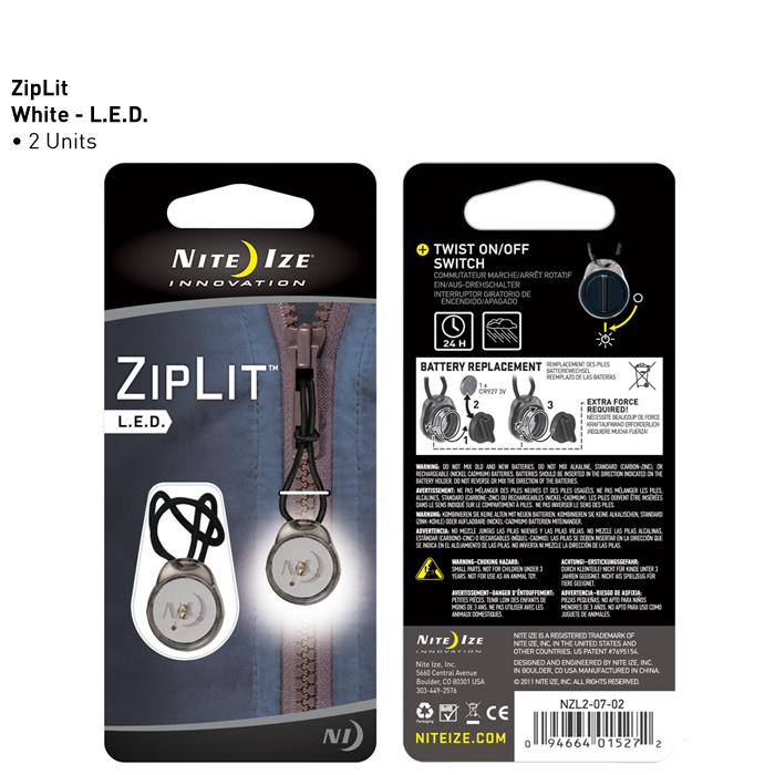 Niteize ZipLit™ LED Zipper Pull - 2 Pack - White
