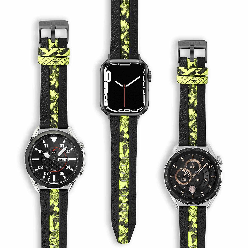 Police Apple Watch 38/40/41, Smart Watch 20mm Bridge Leather Gun Strap